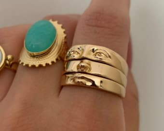 3pcs Vintage Human Face Ring, 18K Gold plated Ring, Portrait Stacking Ring Set, Vintage Jewelry, Birthday Gift, Christmas Gift for Friend