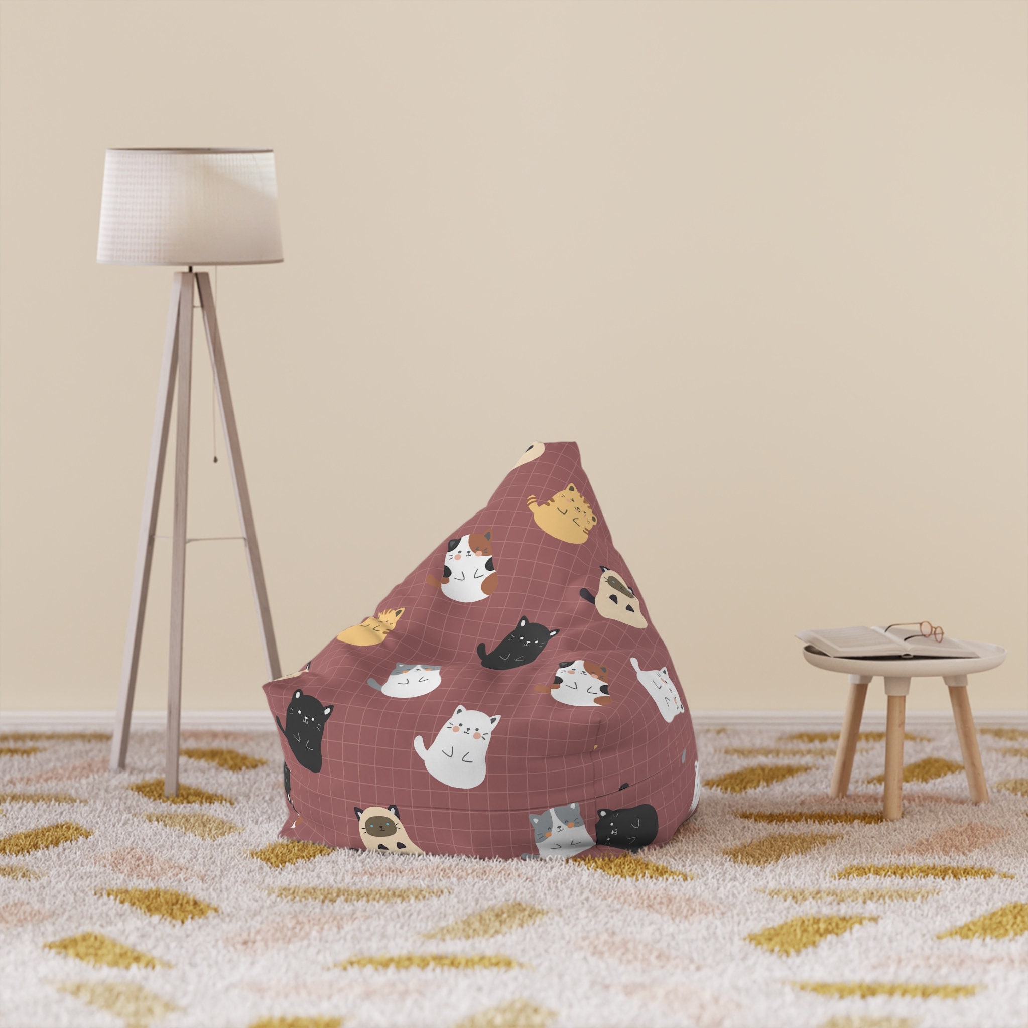 Cat Pattern Bean Bag Chair Cover Cat Design Bean Bag Cover Etsy