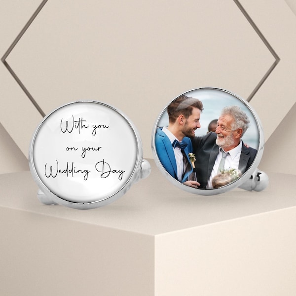 With You On You Wedding Day Photo Cufflinks - Wedding Cufflinks - Custom Cufflinks - Any Photo Cufflinks Baby Family Pets - Photo Cufflinks
