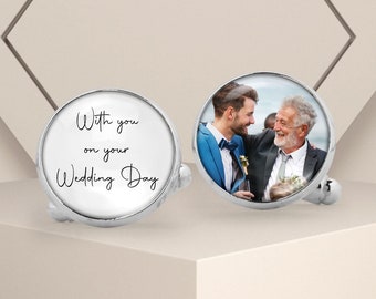 With You On You Wedding Day Photo Cufflinks - Wedding Cufflinks - Custom Cufflinks - Any Photo Cufflinks Baby Family Pets - Photo Cufflinks