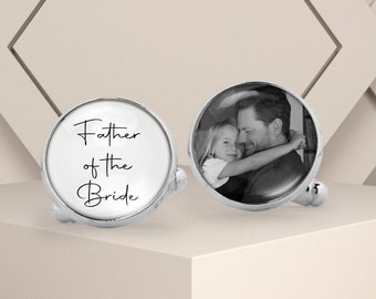 Father of The Bride Wedding Day Photo Cufflinks - Wedding Cufflinks - Custom Cufflinks - Any Photo Upload Cufflinks - Funeral Cufflinks