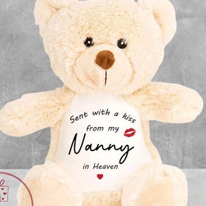 Memory Teddy Bear - Sent With a Kiss From Heaven Teddy - Memory Gift - Memorial Photo Gift - Bereavement - Loss of Loved One Gift - Sympathy