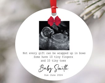 Pregnancy Announcement Baby Scan Bauble - Sonogram Christmas Tree Decoration - Scan Bauble For Nanny Grandad - Christmas Gift from the bump