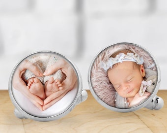 Personalisierte Foto Manschettenknöpfe - Individuelle Manschettenknöpfe - Jedes Foto Baby Hochzeit Familie Haustiere - Foto Manschettenknöpfe - Geschenk Männer