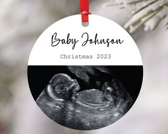 Gepersonaliseerde Baby Scan Kerstbal - Kerstcadeau vanaf de buik - Kerstboomversiering - Sonogram Kerstbal - Zwangerschapsaankondiging