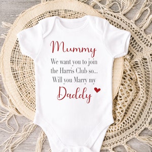 Mummy will you Marry my Daddy Proposal Baby Vest Marriage Proposal Valentines Proposal Baby Vest image 3