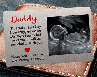 Valentines Day Baby Scan Wallet Card Gift - Aluminuim Wallet Card - Love from The Bump Wallet Card - Daddy to be Vanentines Gift