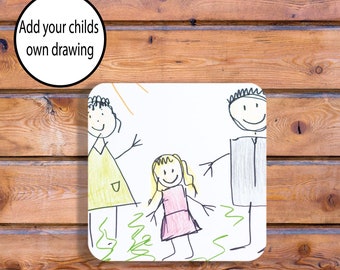 Kids Drawing Coaster - Childrens Drawing Artwork Coaster - Gepersonaliseerde Coaster - Custom Coaster -Elke foto Coaster - Elke tekst