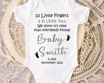 10 Little Fingers 10 Little Toes Pregnancy announcement Baby Vest - Personalised Pregnancy Reveal Vest - Custom baby Vest