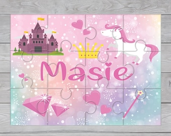 Personalised Girls Jigsaw Unicorn Fairytale Childrens Puzzle - Small Custom Jigsaw - Kids Name Puzzle - Boy Girl Birthday Gift