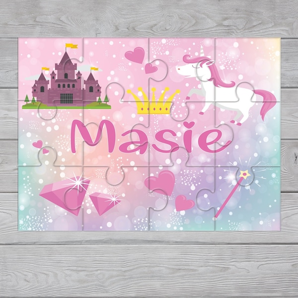 Personalised Girls Jigsaw Unicorn Fairytale Childrens Puzzle - Small Custom Jigsaw - Kids Name Puzzle - Boy Girl Birthday Gift