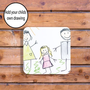 Kids Drawing Coaster - Childrens Drawing Artwork Coaster - Personalised Coaster - Custom Coaster -Any Photo Coaster - Any Text