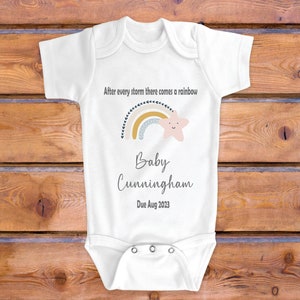 After Every Storm There Comes A Rainbow Pregnancy announcement Baby Vest- Rainbow Baby Vest - Custom baby Vest - Rainbow Baby Coming Soon