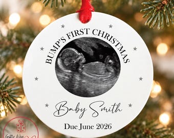 Personalised Bumps First Christmas Tree Decoration Bauble - Baby Scan Bauble - Pregnancy Announcement - Baby Bump Xmas Tree Decoration