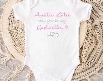 Personalised Will you be my Godfather Godmother Baby Vest - Custom Godparent Baby Gift - Auntie Uncle Godparents Vest - Godparent proposal