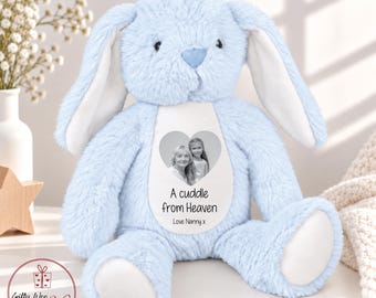 A Cuddle from Heaven Memory Bunny Soft Toy - Memory Teddy Bear - Memory Gift - Remembrance Photo Gift - Bereavement - Loss of Loved One