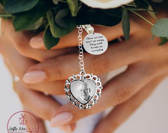 Brides Bouquet Memorial Photo Charm - Wedding Flowers Charm with Photo - Wedding Bouquet Oval Brooch Charm - Those we love don't go away