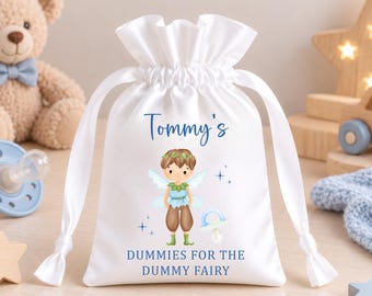Personalised Dummy Fairy Bag Boys - Blue Dummy Fairy Keepsake Pouch - Dummy Goodbye Bag - Pacifier Weaning Gift - Name Personalised