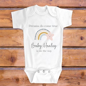 Dreams Come True Rainbow Baby Pregnancy announcement Baby Vest - Rainbow Baby Vest - Custom baby Vest - Rainbow Baby Coming Soon