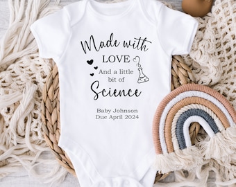 Made with Love IVF Pregnancy announcement Baby Vest - Rainbow Baby Annoucement - IVF Pregnancy Reveal - IVF Baby Vest - Miracle Baby