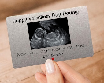 Valentines Day Baby Scan Wallet Card Gift - Aluminuim Wallet Card - Love from The Bump Wallet Card - Daddy to be Vanentines Gift