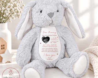 Mummy To Be Birthday Gift From Bump Bunny Soft Toy - Mummy to be Birthday Teddy - Baby Scan Teddy -  Happy Birthday Mummy From Bump Gift