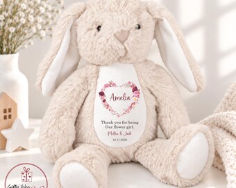 Thank You Flower Girl Gift - Personalised Flower Girl Bunny - Flower Girl Proposal Gift - Flower Girl Teddy Bear - Bridesmaid