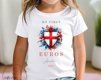 Personalised My First Euros Kids T-shirt - England Football T-shirt - It's Coming Home - Euro 2024  - Custom Euros T-shirt - Kids Euros Top