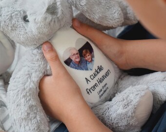 A Cuddle from Heaven Memory Bunny Soft Toy - Memory Teddy Bear - Memory Gift - Remembrance Photo Gift - Bereavement - Loss of Loved One