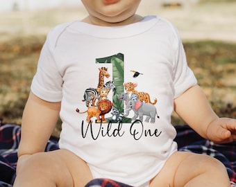 Wild One First Birthday Vest - 1st Birthday Vest Bodysuit - Animal Birthday Vest - One Today - Jungle Animals Vest - Cake Smash Outfit