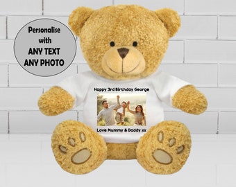 Personalisierter Teddy Bär und T-Shirt - Teddybär Tshirt - Benutzerdefinierte Teddy - Teddybär mit Tshirt - Teddy Benutzerdefinierte Kleidung - Foto Teddy