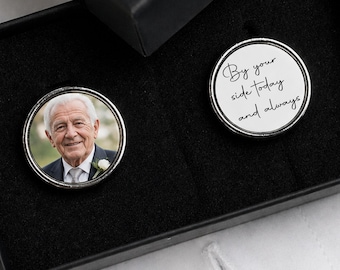 By Your Side Today and Always Wedding Photo Cufflinks - Custom Cufflinks - Photo Cufflinks Family Pets Groom - Funeral Cufflinks