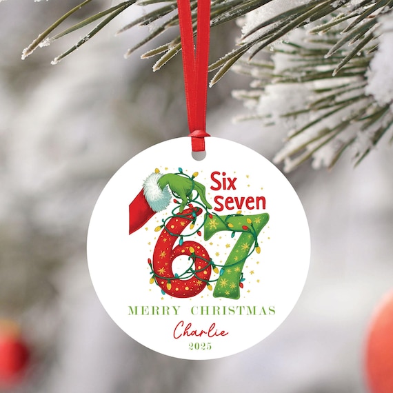 Six Seven Christmas Tree Bauble Decoration - 67 Decoration - 6 7 Bauble - Kids, Tweens & Teens Stocking Filler 2025 - Gen Z Teen Slang