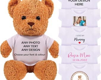 Personalisierte Teddybären T-Shirt - NUR T-SHIRT - Benutzerdefinierte Teddy - TShirt für Teddybär - Teddybär Benutzerdefinierte Kleidung - Foto Teddy Tshirt