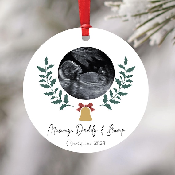 Personalised Baby Scan Bauble Mummy Daddy and Bump Christmas Gift from  the bump Baby Scan Christmas Tree Decoration Sonogram Bauble