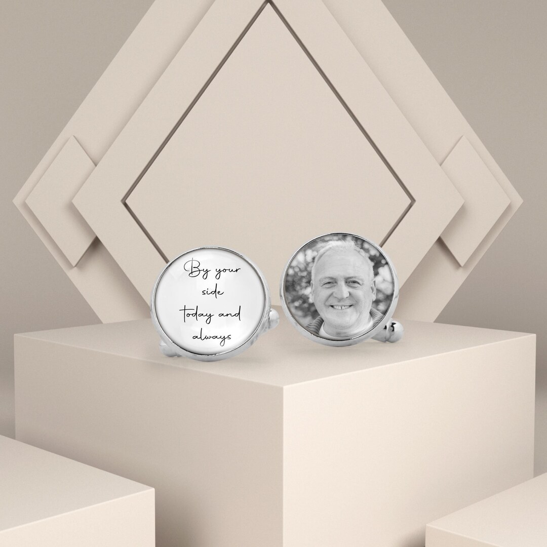 By Your Side Today and Always Wedding Photo Cufflinks Custom Cufflinks