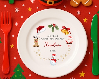 First Christmas Dinner Plate - Kids Christmas Plate - Children's Christmas Dinner Plate - Kid's Unbreakable Plate - My First Christmas Gift