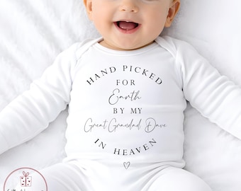 Hand Picked for Earth Babygrow - Grandad or Nanny in Heaven Sleepsuit - Pregnancy Announcement Baby Vest - Hand picked for Earth Baby Vest