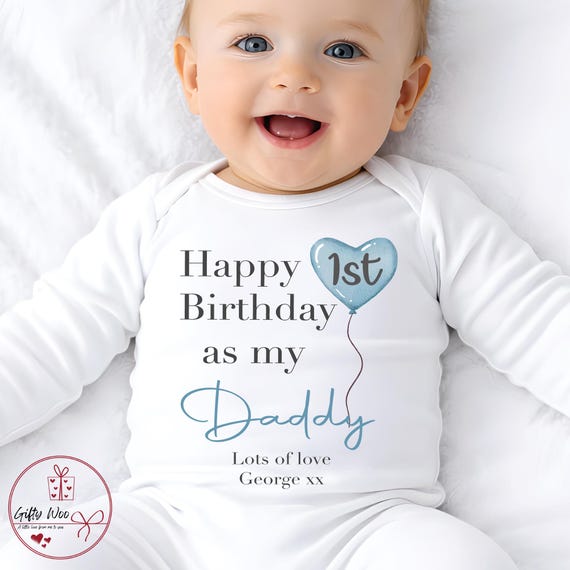 Happy Birthday Daddy Babygrow - First Birthday as My Daddy Sleepsuit - Daddy Birthday Gift - 1st Birthday As My Daddy Vest - Daddy T-shirt