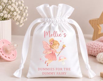 Personalised Dummy Fairy Bag Girls - Pink Dummy Fairy Keepsake Pouch - Dummy Goodbye Bag - Pacifier Weaning Gift - Name Personalised