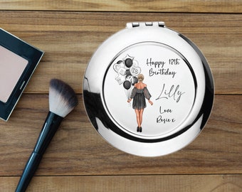 Personalised 18th Birthday Pocket Mirror - 18th Birthday Gift - Girls 18th Birthday - Personalised 18th Birthday Gift - Compact Mirror