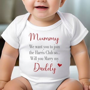 Mummy will you Marry my Daddy Proposal Baby Vest Marriage Proposal Valentines Proposal Baby Vest image 2