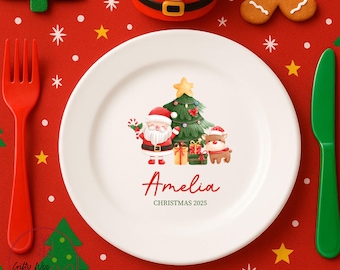 Personalised Kids Christmas Dinner Plate - Childrens Christmas Plate - Plastic Christmas Dinner Plate - Kid's Unbreakable Plate - Xmas