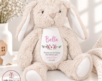 Thank You Flower Girl Gift - Personalised Flower Girl Bunny - Flower Girl Proposal Gift - Flower Girl Teddy Bear - Bridesmaid