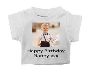 Personalisiertes Foto oder Text Teddybären T-Shirt - Nur T-Shirt - Jedes Foto - Kundenspezifische Teddy-Kleidung - Foto-Upload-Teddy-T-Shirt