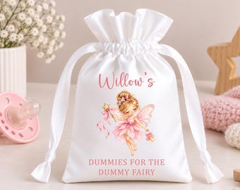 Personalised Dummy Fairy Bag Girls - Pink Dummy Fairy Keepsake Pouch - Dummy Goodbye Bag - Pacifier Weaning Gift - Name Personalised