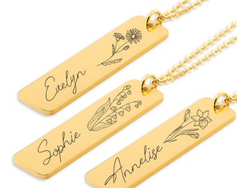 Geburts-Blumen-Halsketten-Schmuckgeschenk für Mamma-Großmutter Geschenk-personalisiertes Geschenk