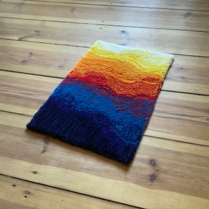 Homemade colorful carpet made from New Zealand sheep's wool, unique