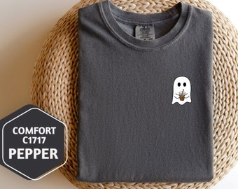 Ghost Coffee Crewneck Sweatshirt || Ghost with Iced Coffee Tshirt || Vintage Ghost Halloween Tshirt || Spooky Season || Trendy Halloween