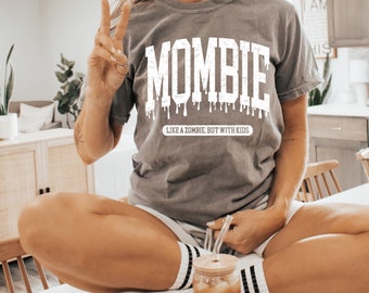 Mombie Tshirt || Zombie Mom Trendy Tshirt || Grunge Lettering Halloween Comfort Colors Shirt || Vintage || Spooky Season || Mom Halloween